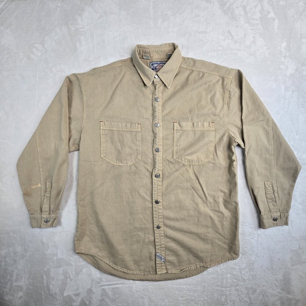 Texas Tuff International Mens Size L Western Button Up Long Sleeve Shirt Cowboy